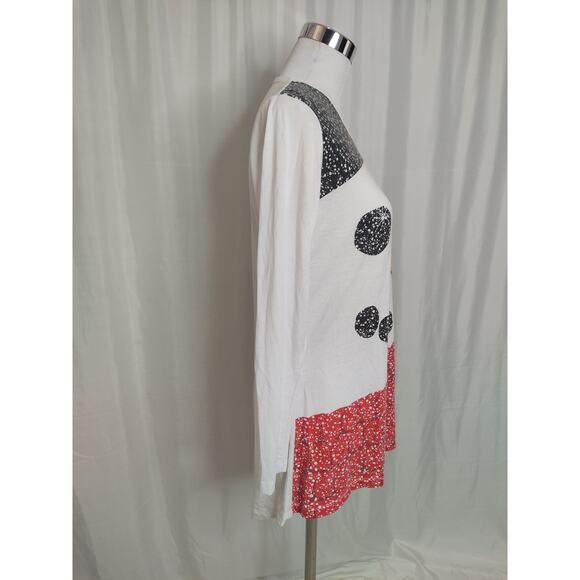 Winter Holiday snowman long sleeve tunic high low hem V-neck Small - Picture 2 of 10